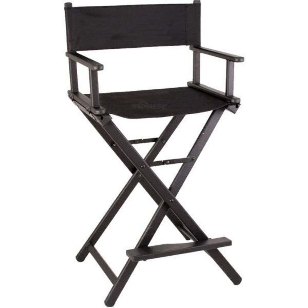 Black Aluminum Directors Chair Foldable Makeup Artist Chair